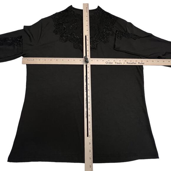 Woman’s Black Long Sleeve Top with Floral Lace Accents – Elegant & Stylish - Picture 8 of 8